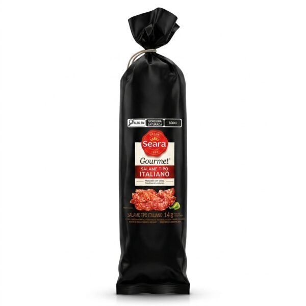 Embalagem original do Salame Tipo Italiano Seara Gourmet sobre fundo branco