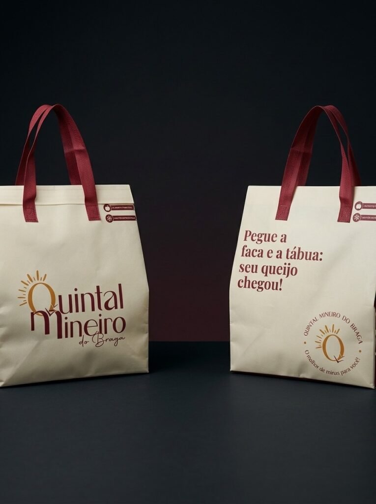 Sacolas térmicas de entrega do Quintal Mineiro do Braga